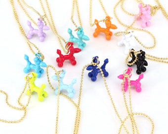 10PCS, Enamel Balloon Dog Pendant Necklace Women Hip-Hop Gold Color Chain Necklace Men Trend Jewelry