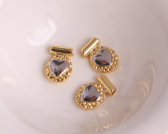 10PCS, Gold Heart Charms,18K Gold Plated Heart Pendant, Heart Charm Bracelet Necklace for DIY Jewelry Making Supply, 10x15mm
