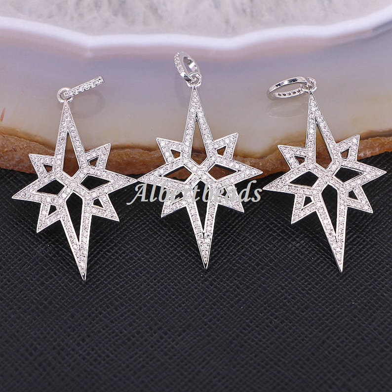 A175-9013 Micro Pave Zircon flower Star charm pendant in silver gold black rose gold color 10PCS