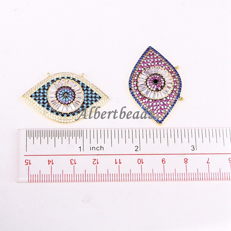 10PCS Gold Plated Fashion Boho Luxury Cubic Zirconia Micro Pave CZ Crystal Eye Necklace Pendant for Women Jewelry Making