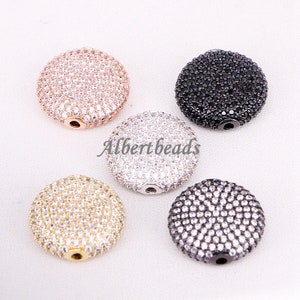 6881 Micro Round Beads, Metal Plated Round, Cubic Zirconia, Bracelet Connectors, CZ Space Bead, Cz Pave Women/Men Bracelet Findings  5PCS