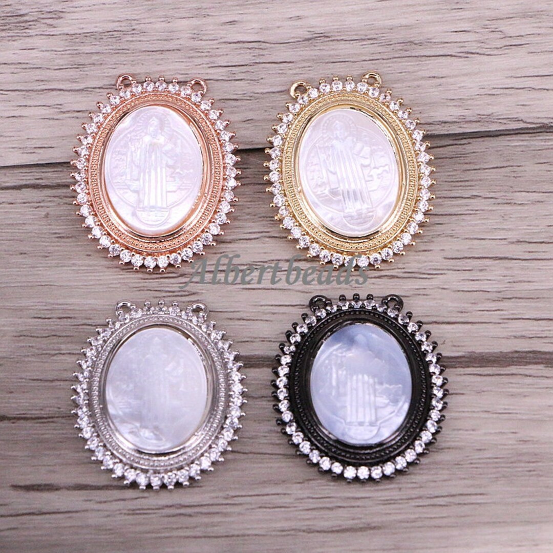 AZYZ310-2247 Virgin Mary /.jesus Pattern Shell Sparkling CZ AZYZ310-2247 Virgin Mary /.jesus Pattern Shell Sparkling CZ