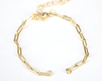 10 pièces, bracelet réglable couleur or, bracelet mousquetons, apprêts de bracelet