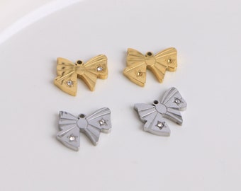 10 Uds. De dijes de mariposa de acero inoxidable para collar DIY, pulsera en tono dorado y plateado, colgantes de joyería