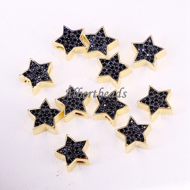 AZYZ330-2696 Gold Plated zircon star Beads CZ Zircon Mini five-pointed star spacer beads for DIY Jewelry accessories 10PCS