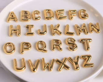 5/10/26pcs, Gold Plated Stainless Steel Letter Pendant, Balloon Letter Charms, Alphabet Letters, Jewelry Making Letters, Necklace Pendant