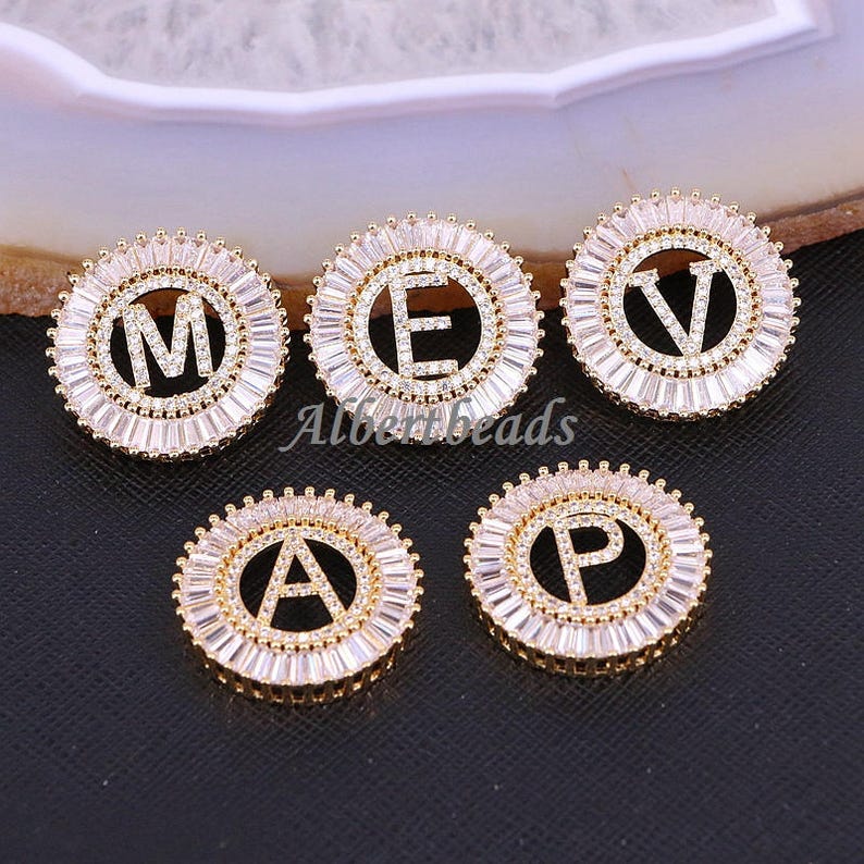AZYZ182-8422 Gold Plated Initials Letter Connector Pendant Beads Pave CZ Alphabet Letter For Bracelet Necklace Jewelry Making 51026PCS