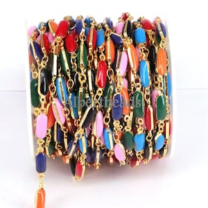 5 metrów, kolorowy koralikowy łańcuszek naszyjnik łańcuszek emaliowany hurtowe akcesoria do wyrobu biżuterii DIY łańcuszek