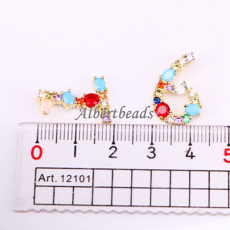 Micro Pave CZ Numbering Pendant Charms Pave Numbers Findings Number 0-9 charms 10PCS A338-9085 CZ Number Letter Charms
