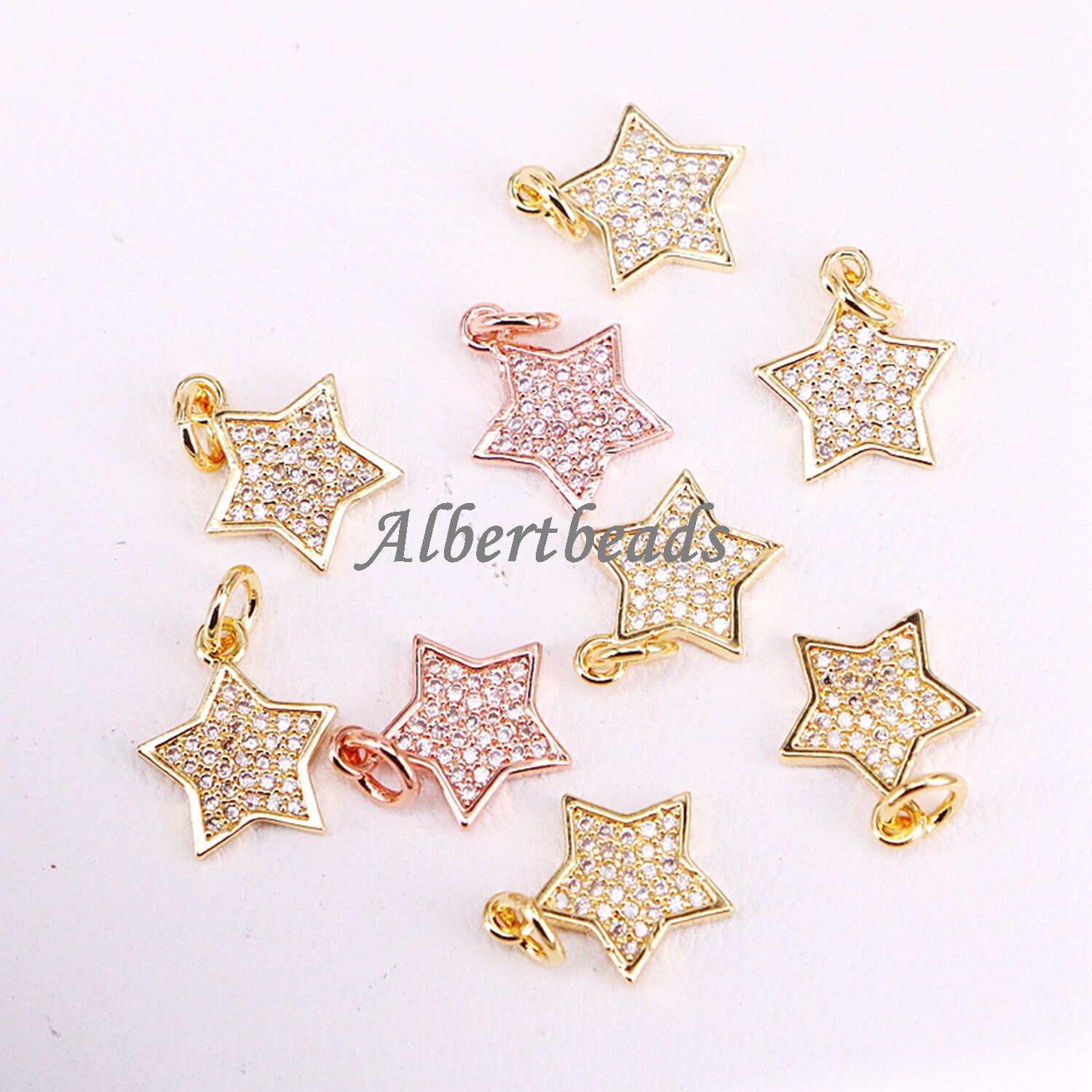 AZYZ330-3678 New Micro Pave Cz Star Cute Pendant Charms for
