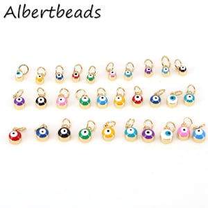 30PCS, 4/5/6mm MINI Eye Charms For Jewelry Making,  Charm Small Evil Eye Pendant, Colorful Charms, Earrings Necklace Making Supplies