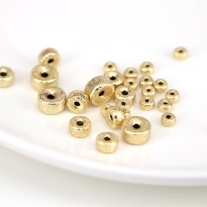 200PCS, Flat Round Rondelle 4mm 6mm 8mm Solid Brass Metal Gold Color Loose Spacer Crafts Beads lot for Jewelry Making Findings
