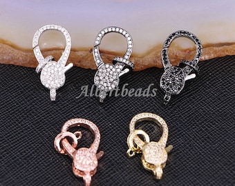 Micro Pave CZ Clasps Jewelry Components Pave Zirconia Lobster Clasp Jewelry Findings 13 * 26 mm 10PCS