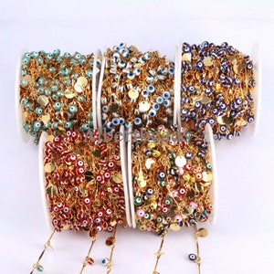 5 metrów, koraliki do oczu, metalowy łańcuch, złoty łańcuch, kobiety, kolorowe ogniwa, urok biżuterii, akcesoria