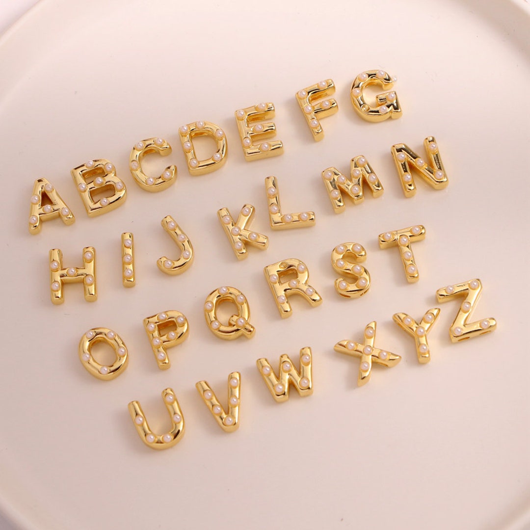 26pcs, Gold Shell Letter Charms, 15mm Gold Alphabet Letters, Small ...