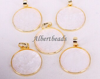 アクセサリー Nao AZYZ309-1583 Gold Color With Round Shell Pendant Medium Size