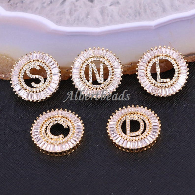 AZYZ182-8422 Gold Plated Initials Letter Connector Pendant Beads Pave CZ Alphabet Letter For Bracelet Necklace Jewelry Making 51026PCS