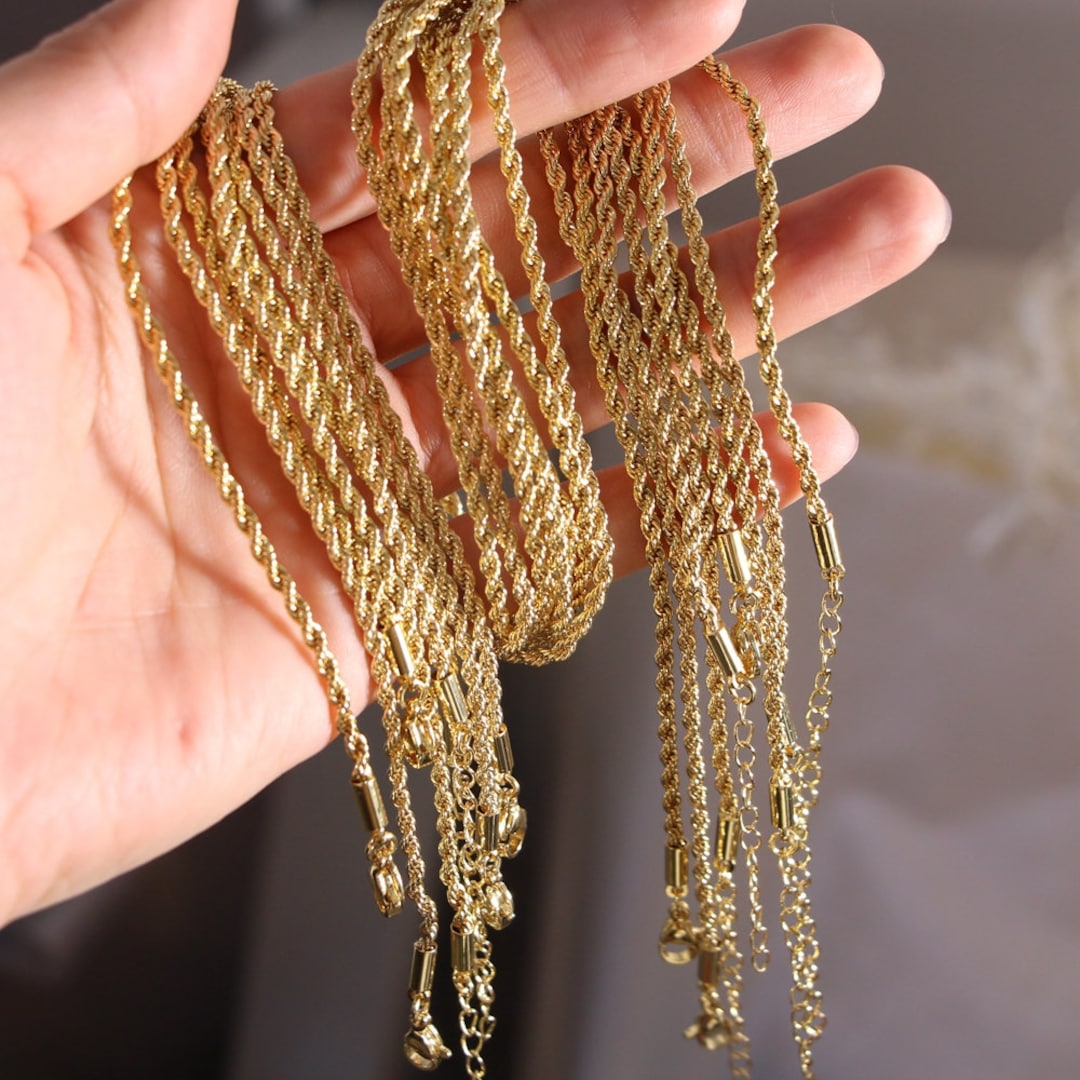 10-20PCS, Gold Color Rope Chain Necklace , Twisted Rope Chain, Rope ...