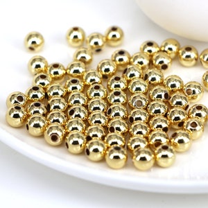 200-500 Stück, 5 MM 6 MM 8 MM Goldfarbe Runde Ball Spacer Lose Kupferperlen Zubehör für die Schmuckherstellung