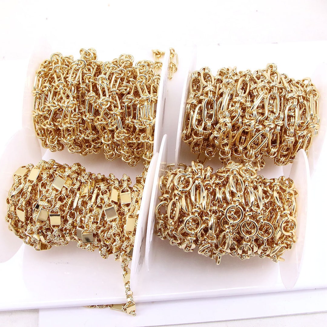 3 Meters, Copper Gold Chunky Knot Link Chain DIY Women Men Necklace ...