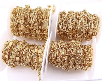 3 Meters, Copper Gold Chunky Knot Link Chain DIY Women Men Necklace Bracelet Chains Jewelry Supplies