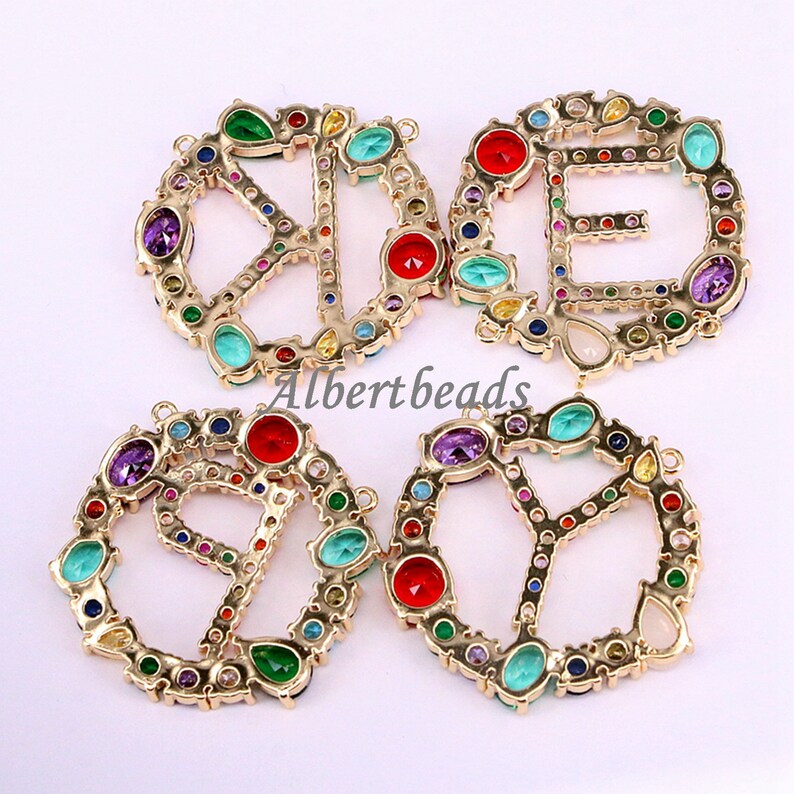 ZYZ336-7703 Rainbow Color Crystal Zircon Letter Alphabet Pendant Initial Letter CZ Stone Women Jewelry Pendant 5PCS