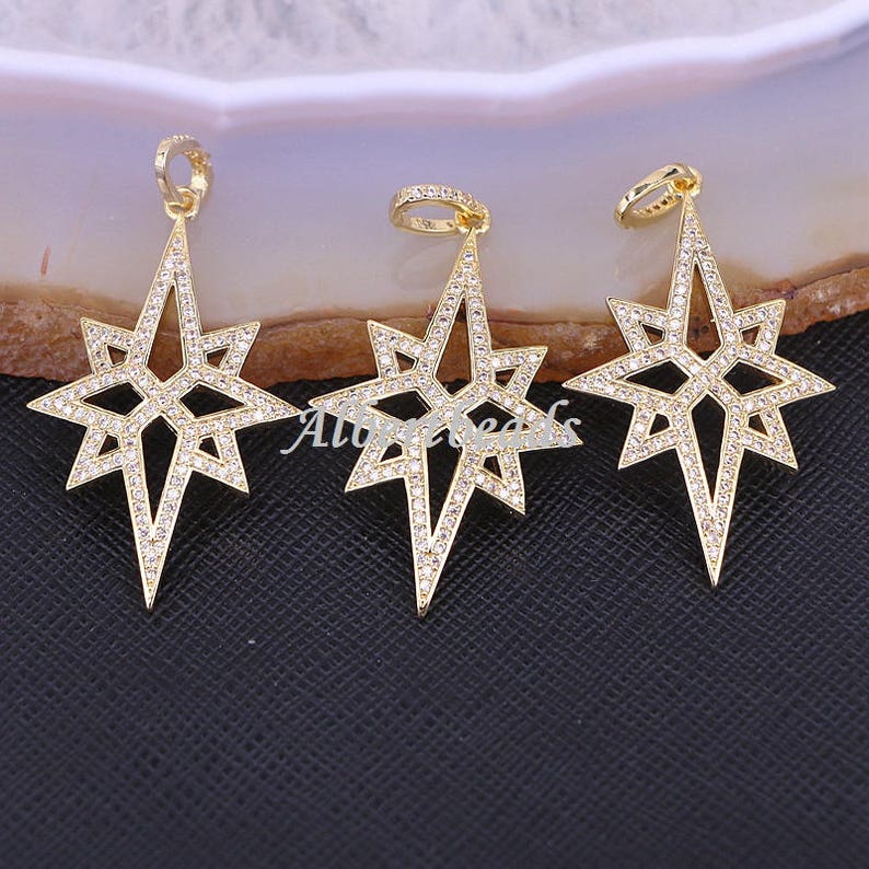A175-9013 Micro Pave Zircon flower Star charm pendant in silver gold black rose gold color 10PCS