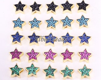 AZYZ330-2696 Gold Plated Zircon Star Beads CZ Zircon Mini