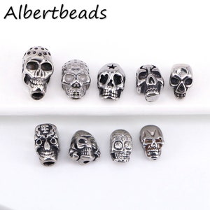 50PCS, Skull bead stainless , skull head beads, Stainless Steel beads , Men Bracelet Charms