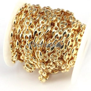3 Meters, Gold Color Link Chains for Men Women Necklace Bracelet Making Coffee Bean Chains Findings