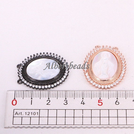 AZYZ310-2247 Virgin Mary /.jesus Pattern Shell Sparkling CZ