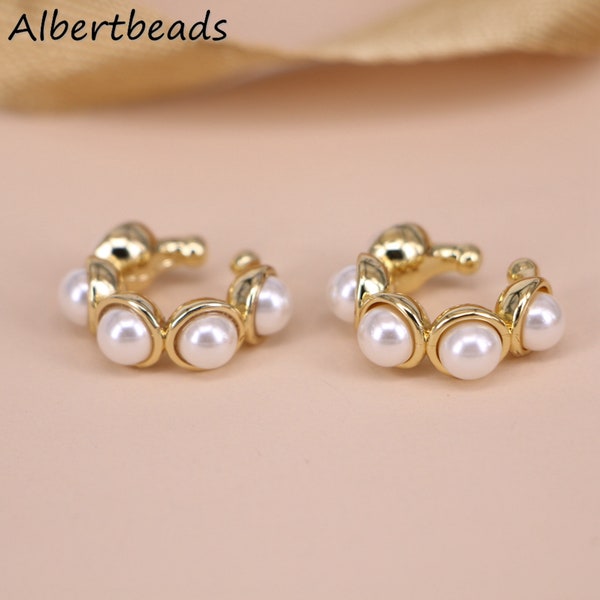 Elegant Pearl Shells Ear Cuff for Women Trendy Circle Earclips Female Stackable Cuff Earrings Without Puncture