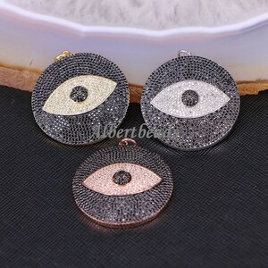 AZYZ179-0989 CZ Micro Pave Round Pendants, Big size Eye Crystal Zirconia Charms Pendants 5PCS
