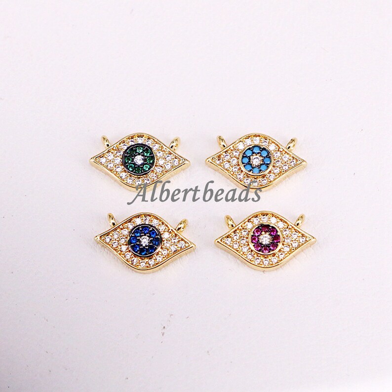 shiney Color Cubic Zirconia pendant beads 10PCS AZYZ330-3349 New cz paved Eyes Charms Diy Women Jewelry
