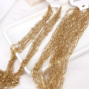 20 piezas, collar de cadena de eslabones de acero inoxidable para mujeres, nueva tendencia, cadena de cuentas para niñas, accesorios de joyería