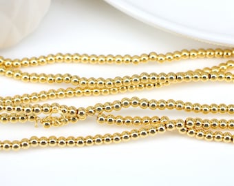 4MM Gold Color Plated Tiny Round Spacer Beads For Jewelry Making Bracelet Necklace Loose Ball Beads Findings, 200 -1000PCS