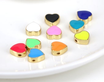 20PCS, Perles d’espacement de cœur colorées délicates, Perles d’étoile, Perles de cœur en émail pour Collier Bracelet Composants Accessoires