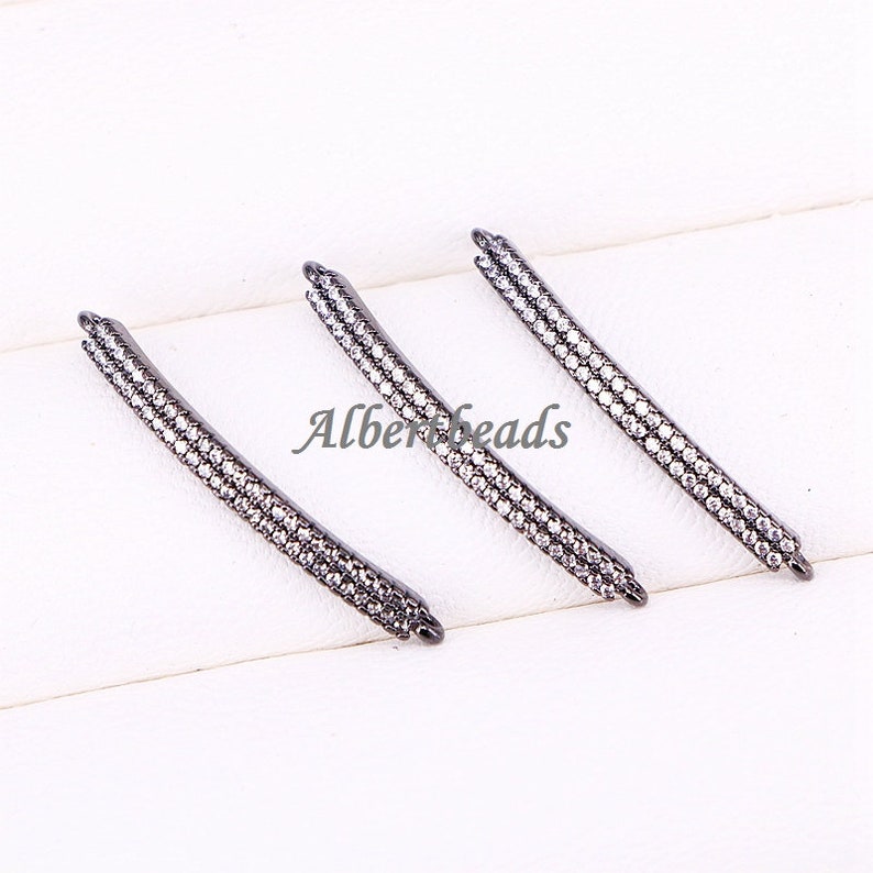 AZYZ298-2394 Tiny Cubic Zirconia Crystal Adjustable CZ Zircon Curved Bar Bracelet Beadss for Women or Girls Jewelry DIY Findings 10PCS