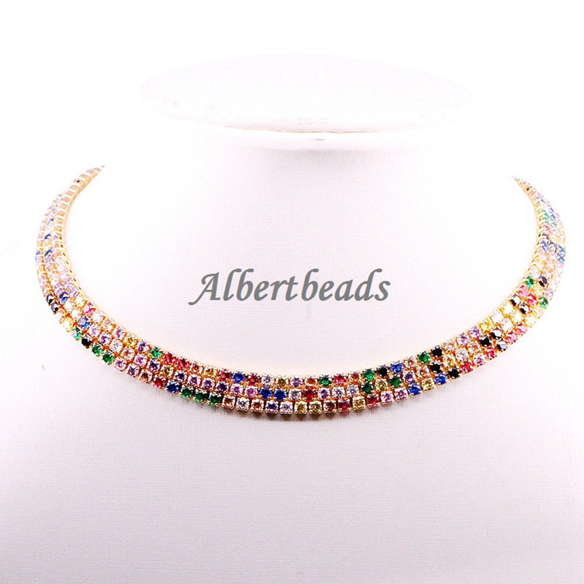 A3415737 3mm Square CZ tennis chain necklace women choker Etsy