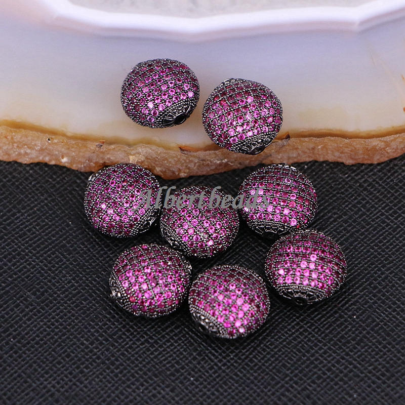 A1839656 Flat Disc Beads With Pave Crystal Cubic Zirconia Etsy