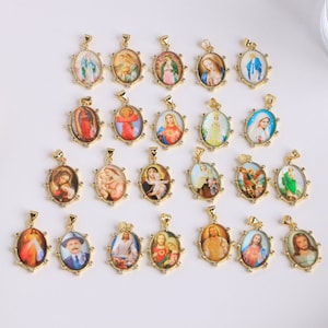 10pcs, Mix Our Lady Pendant Charm Religious Medal, Catholic Medal, Blessed Mary Medal, Religious Gift Pendant Accessories, 18x25mm