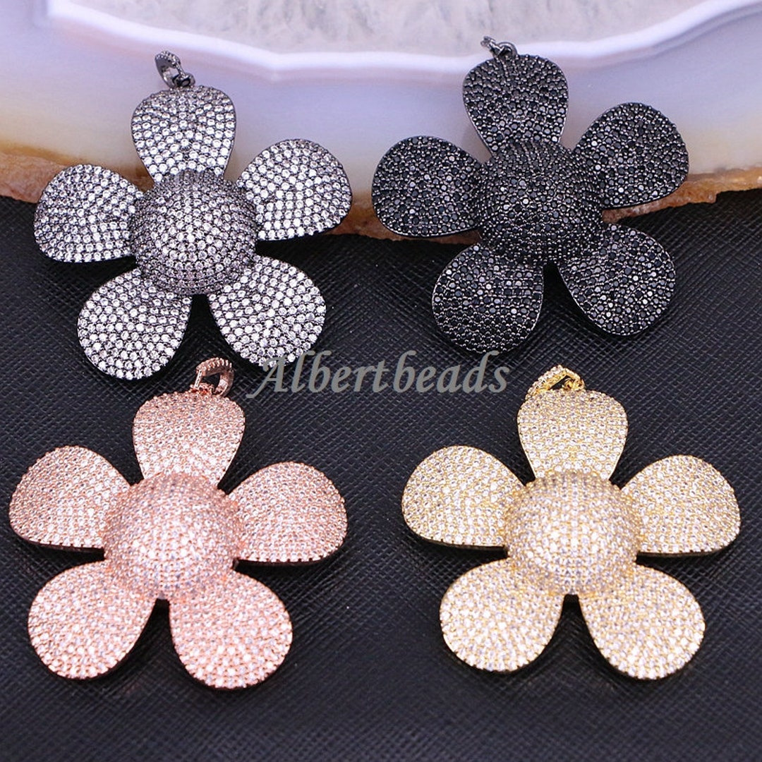 AZYZ186-8813 Fashion Big Flower Necklace Pendant, CZ Zircon
