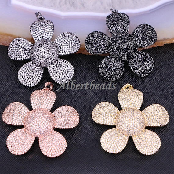 AZYZ186-8813 Fashion Big Flower Necklace Pendant, CZ Zircon Micro