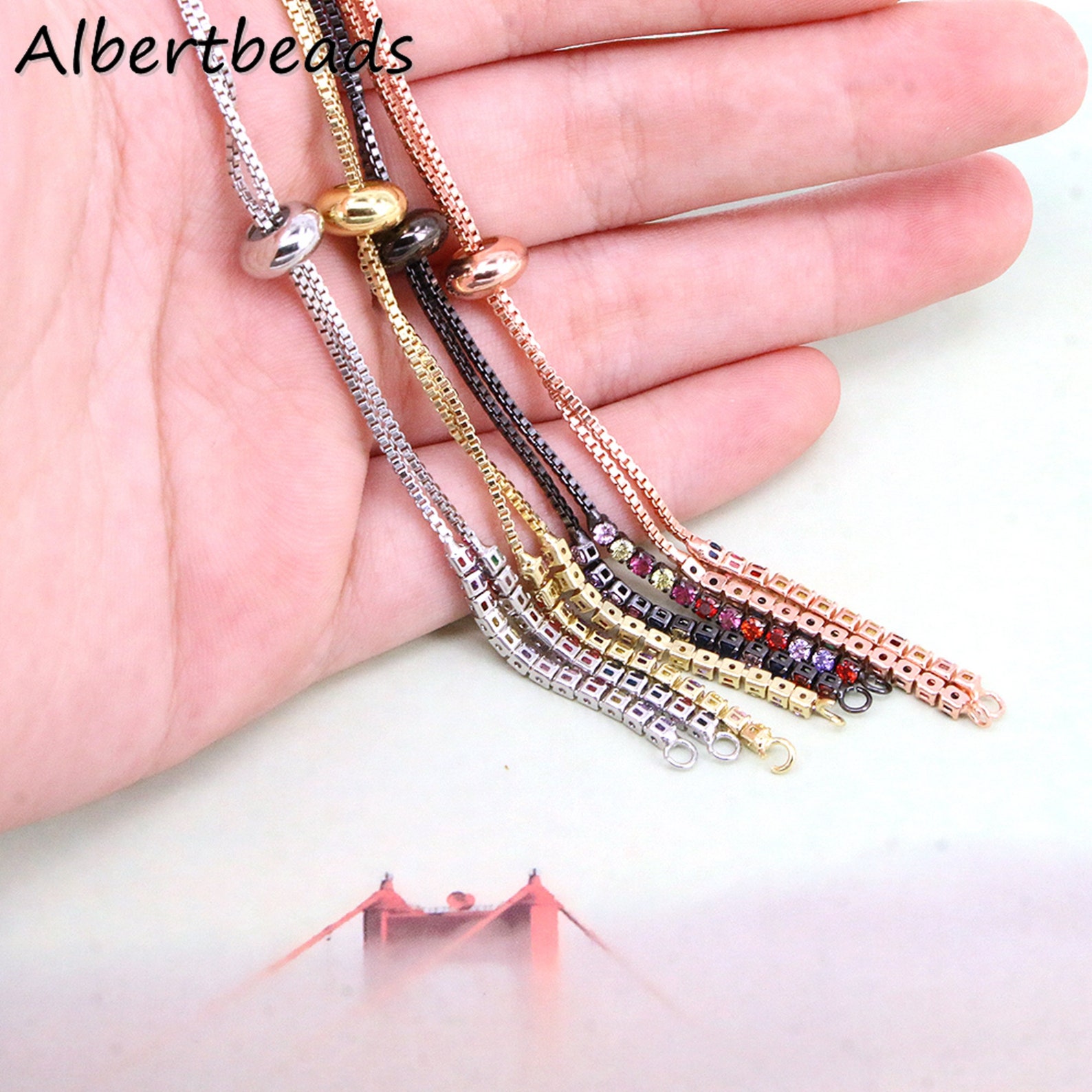 20PC Half Finished Slide Chain Bracelet Sliding Adjustable Etsy