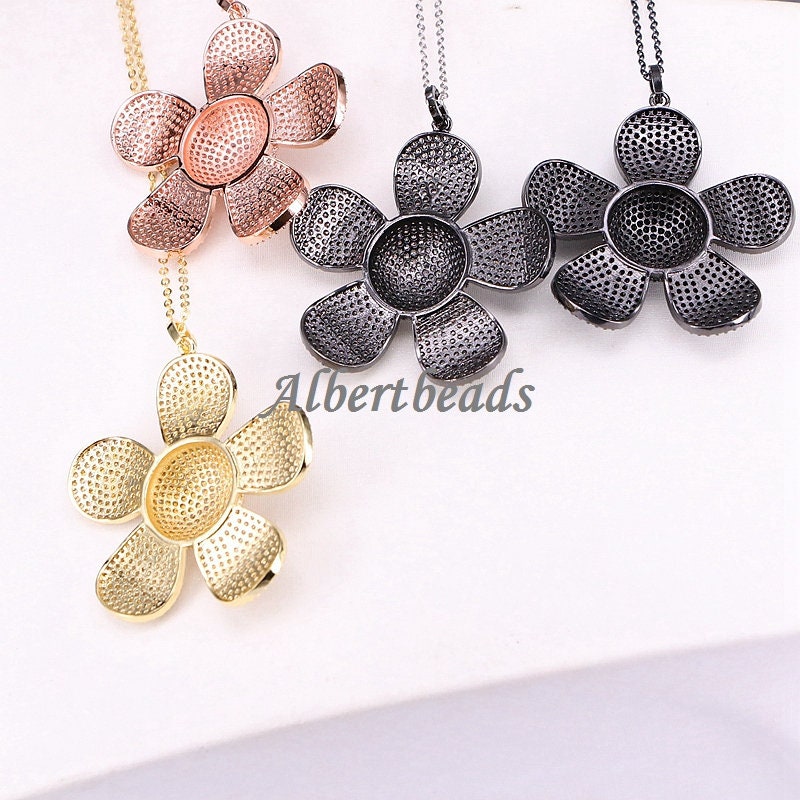 AZYZ186-8813 Fashion Big Flower Necklace Pendant, CZ Zircon