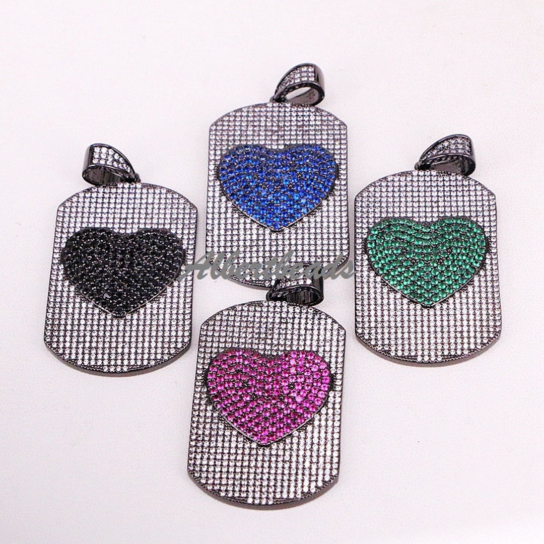 AZYZ314-4054 CZ Rectangle With Lovely Heart Pattern Pendant AZYZ314-4054 CZ Rectangle With Lovely Heart Pattern Pendant