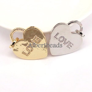 5PCS, Heart LOVE Charmes / Koperen Hart Hangers, Lock Heart Shaped Ketting Sieraden Hanger