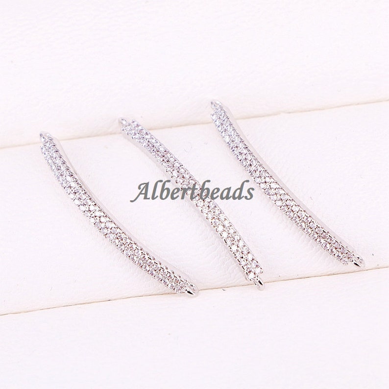 AZYZ298-2394 Tiny Cubic Zirconia Crystal Adjustable CZ Zircon Curved Bar Bracelet Beadss for Women or Girls Jewelry DIY Findings 10PCS