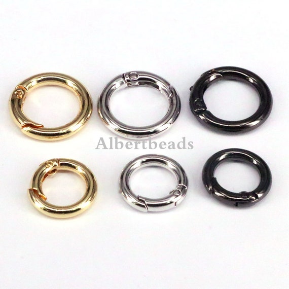 Buy 10PCS, Metal Snap Hook Charms, Gold/silver/rose/metalblak Plated Pave Round  Circle Shape Smooth Spring Clasps Findings Online in India 