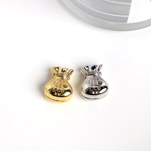 10 pezzi, perline per borse porta soldi color argento dorato, perline distanziatrici per dollari, placcate in oro 18 carati, per realizzare bracciali e collane e trovare gioielli